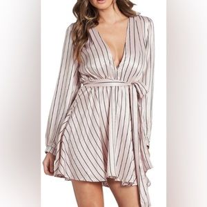 NWT Lioness “Flaunt It” Satin Pink Stripe Dress XS